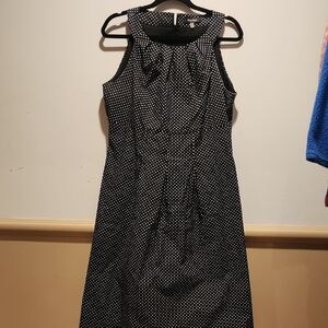 Chic Black and White Polka Dot Midi Dress